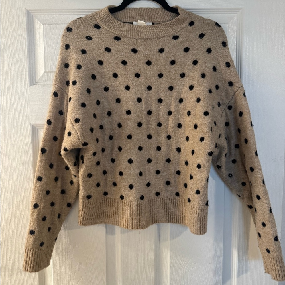 Polka Dot Sweater - Tan and Black
